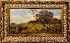 Peinture du 19e siècle "Homewards" dans les Highlands - moutons de la campagne