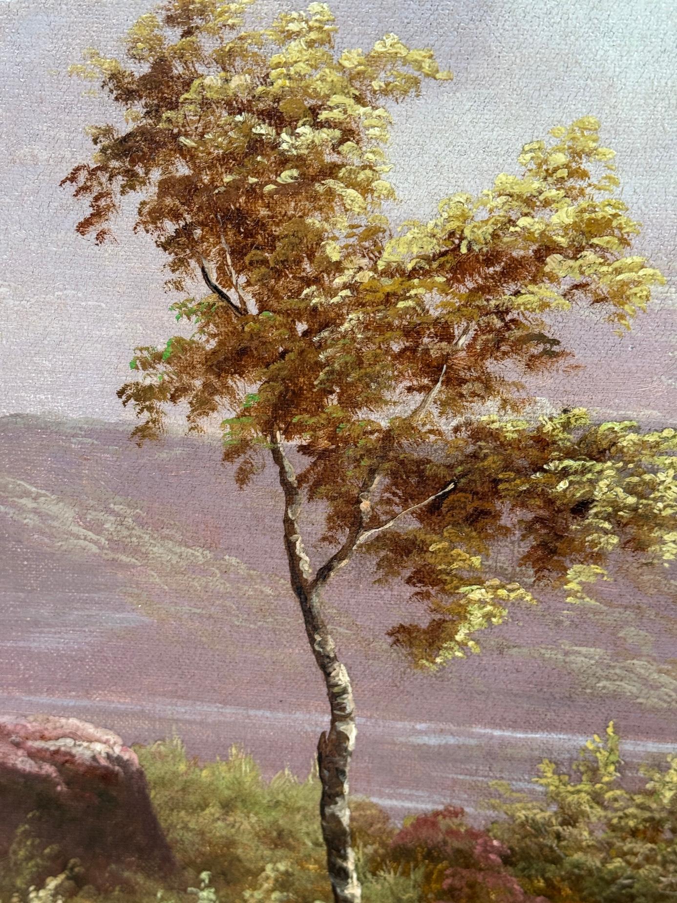 Paysage anglais ancien du 19e siècle représentant des enfants jouant au bord d'un lac ou d'un loque en vente 5