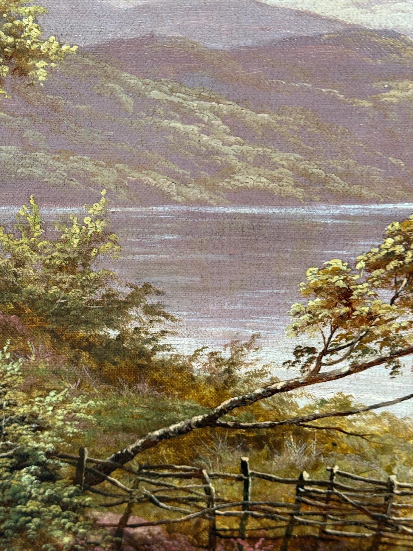 Paysage anglais ancien du 19e siècle représentant des enfants jouant au bord d'un lac ou d'un loque en vente 6