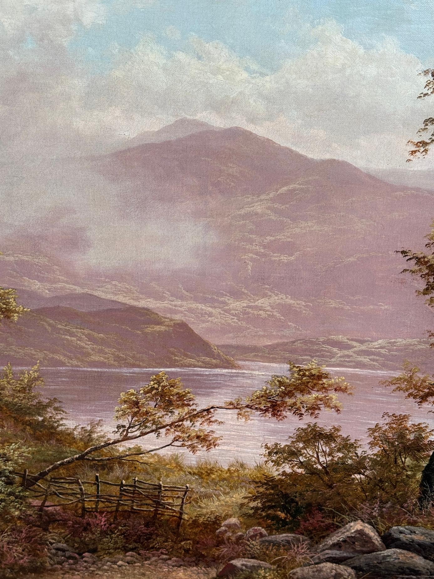 Paysage anglais ancien du 19e siècle représentant des enfants jouant au bord d'un lac ou d'un loque en vente 1