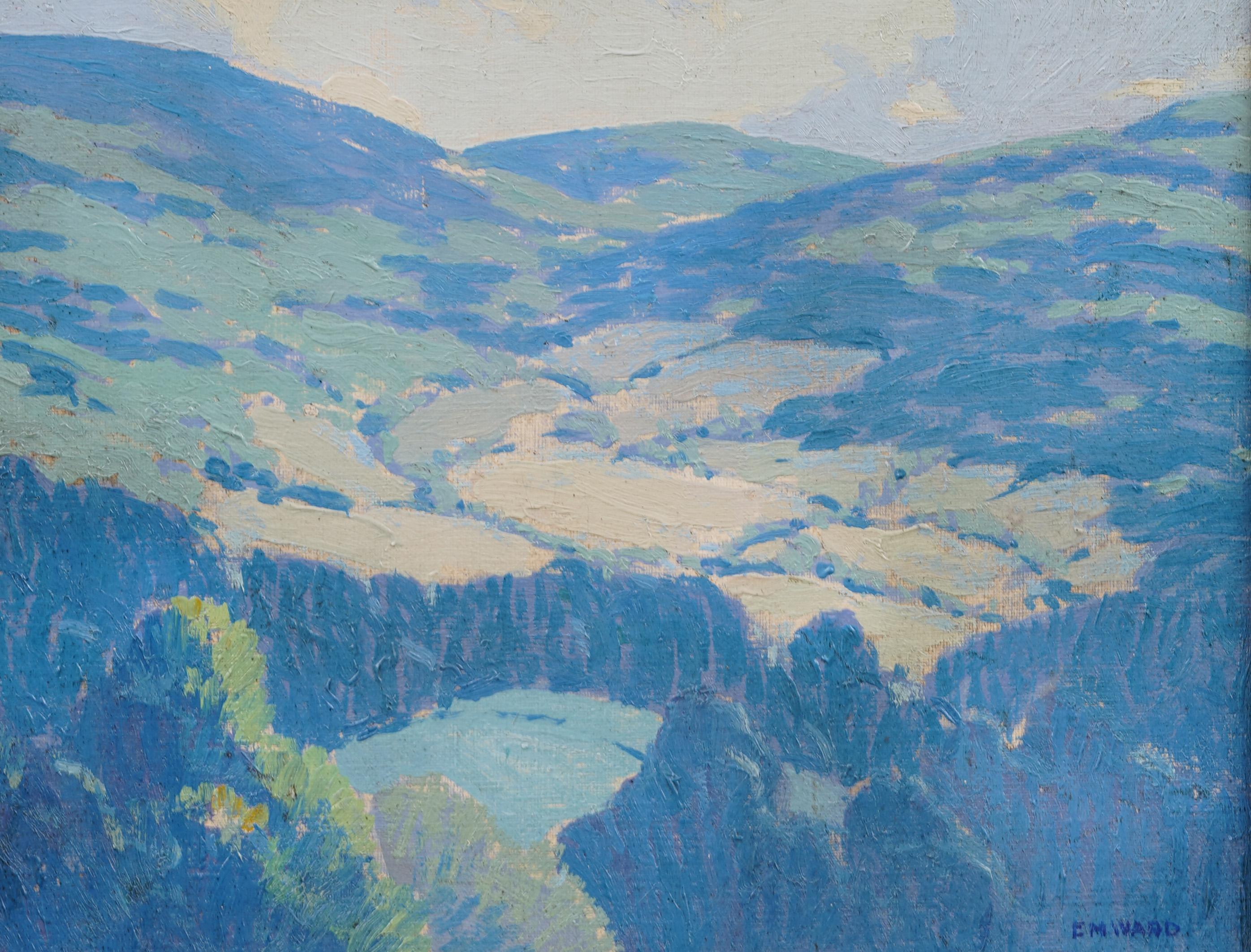Antique American Impressionist Mountain Valley Panoramic Summer Landscape 1