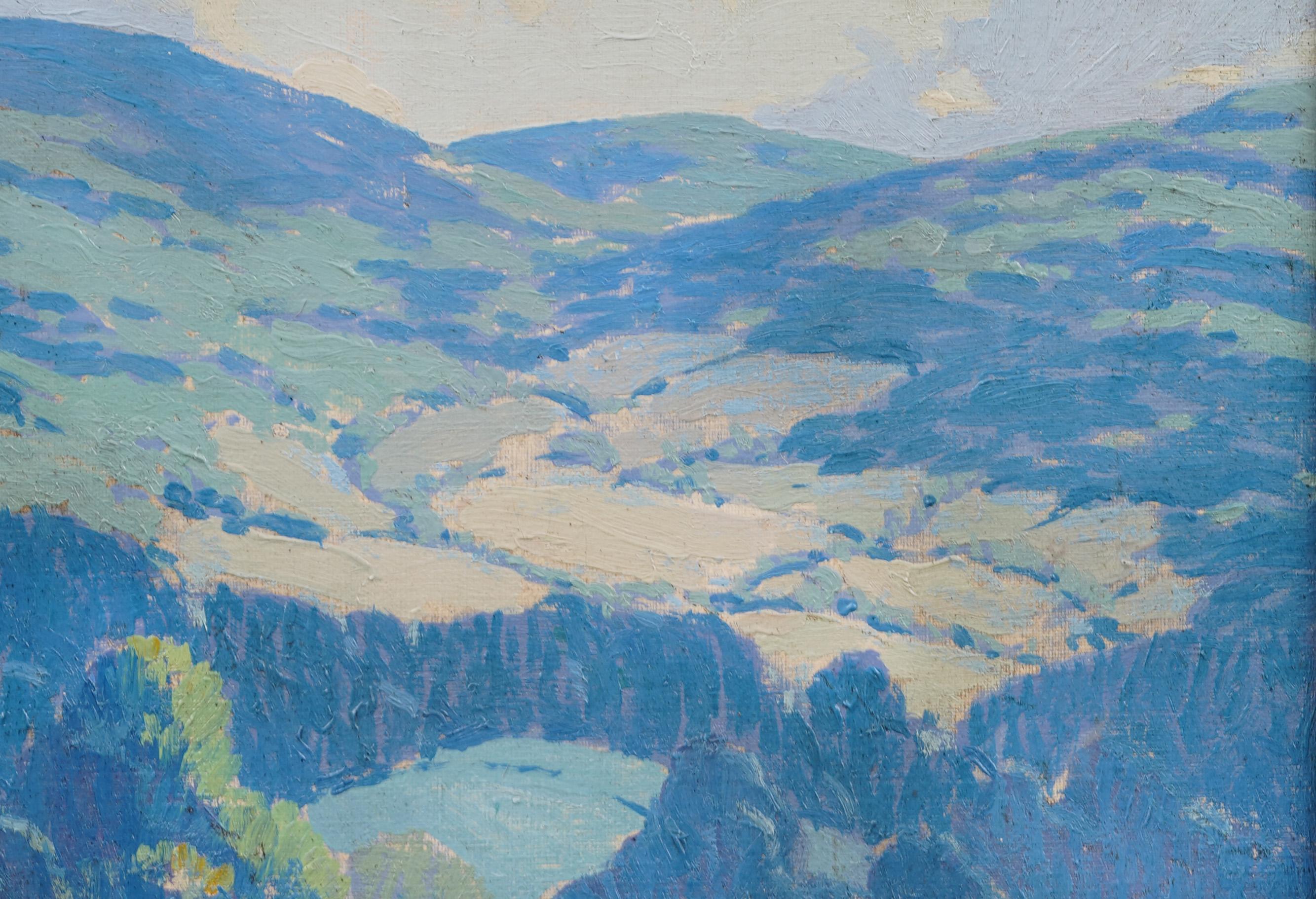 Antique American Impressionist Mountain Valley Panoramic Summer Landscape 2