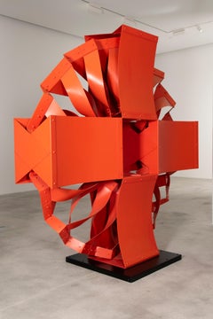 Edgar Negret El Sol Rojo, 1985, Painted Aluminum, 250 x 244 x 80 cm