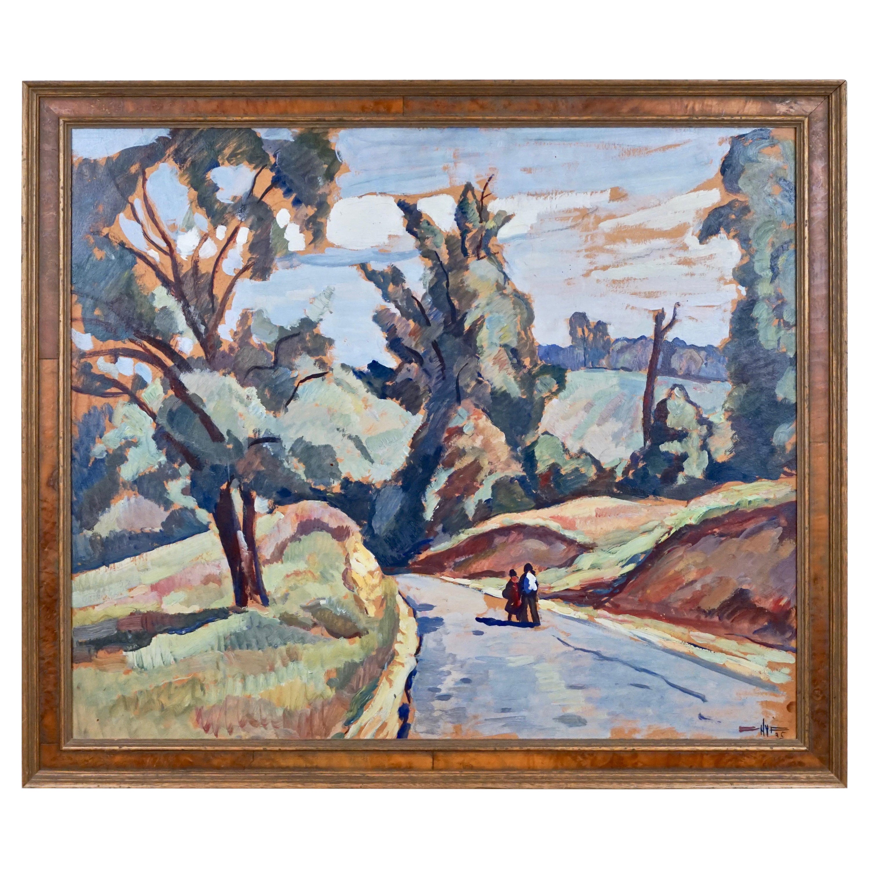 Edgar Nye 
American 1879-1943
 Oil on Board Titled "Going Home" #24
