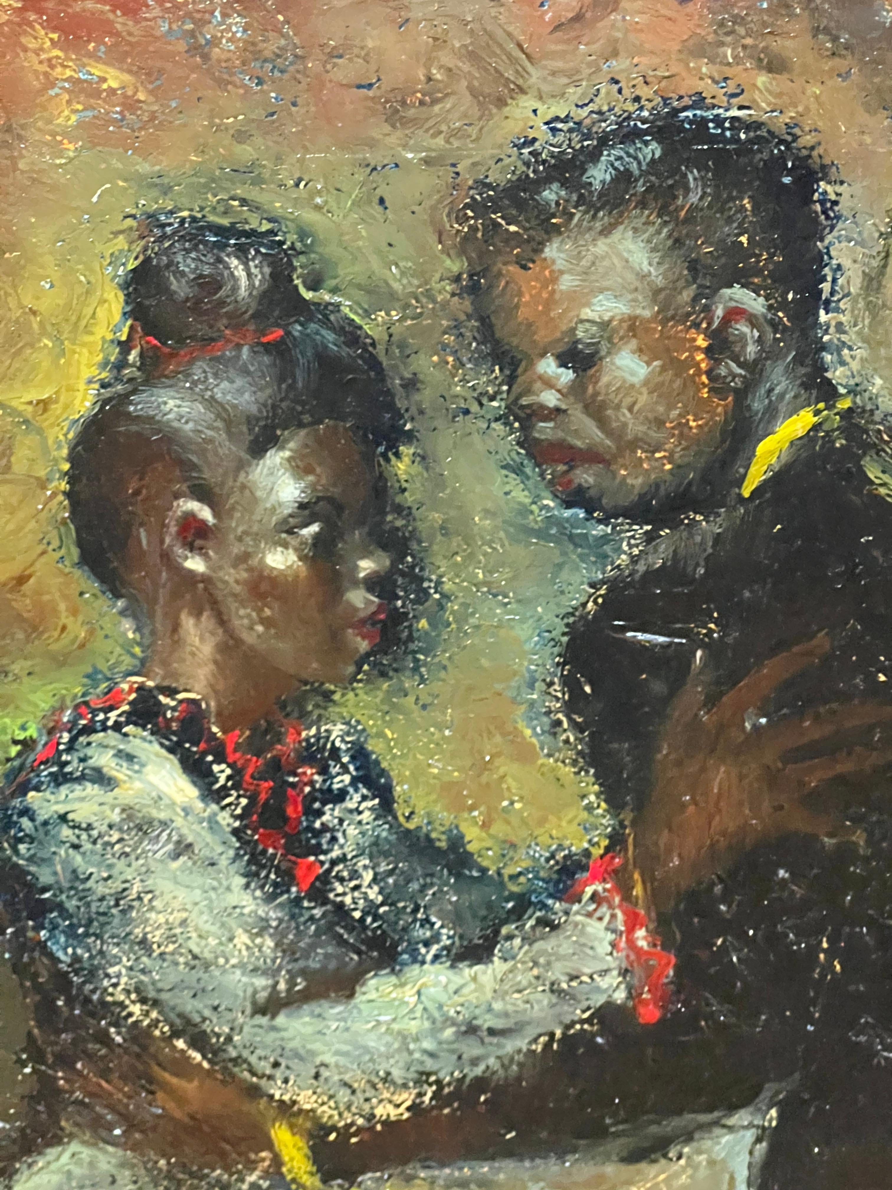 „Swinging Harmony“ Ein Paar schwarzer Tänzer, Paar von Edgar O'Kiechle – Ölgemälde – Painting von Edgar O. Kiechle
