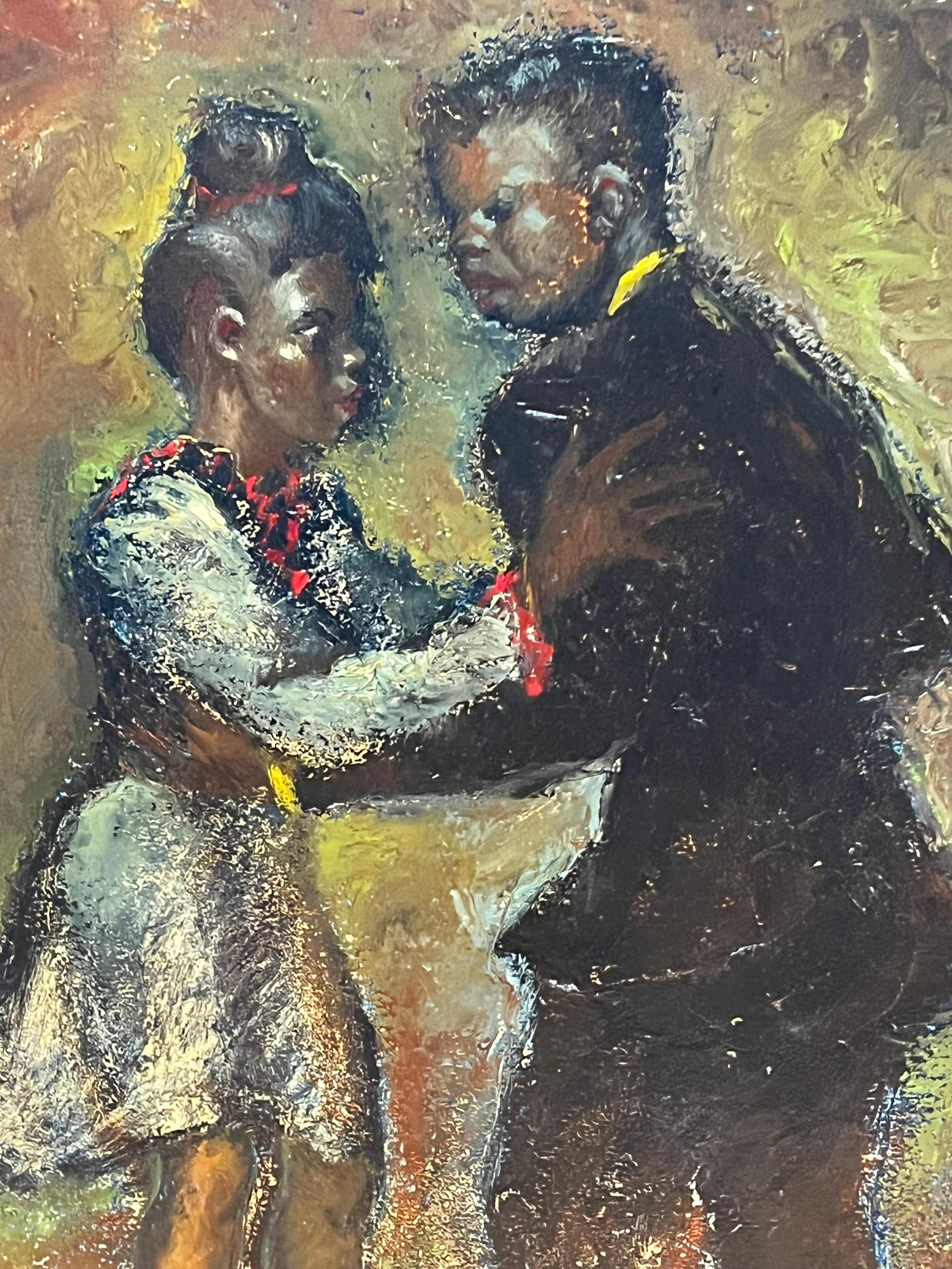 „Swinging Harmony“ Ein Paar schwarzer Tänzer, Paar von Edgar O'Kiechle – Ölgemälde (Post-Impressionismus), Painting, von Edgar O. Kiechle