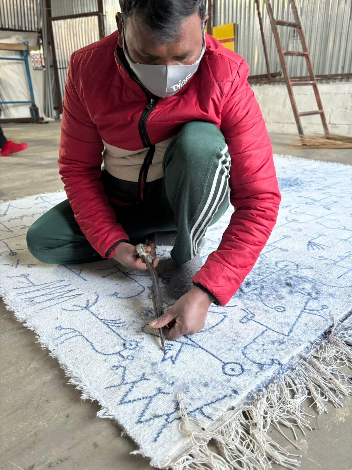 Edgar Orlanieta II - Ltd. Ed. Artistics Knots Rugs laine et soie noués à la main 6' x 4' en vente 5