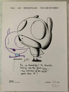 Edgar Plans "You Are My Hero" Original Drawing Certificate Of Authenticity AR