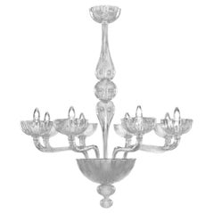 Edgar Rigadin Chandelier 8 Arms Smoke Glass and polished gold metal frame