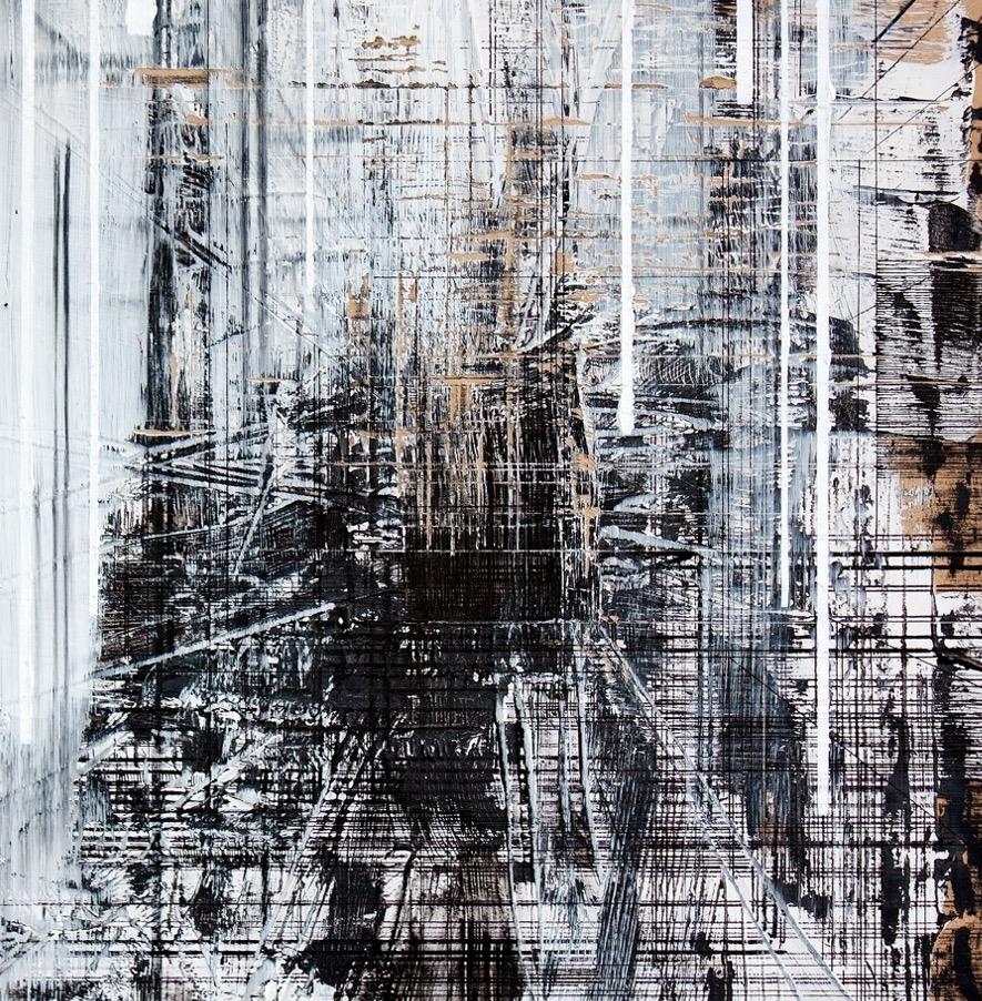 Industrie 10 , Zeitgenössische Kunst, Abstrakte Malerei, 21. Jahrhundert (Grau), Abstract Painting, von Edgar Solorzano