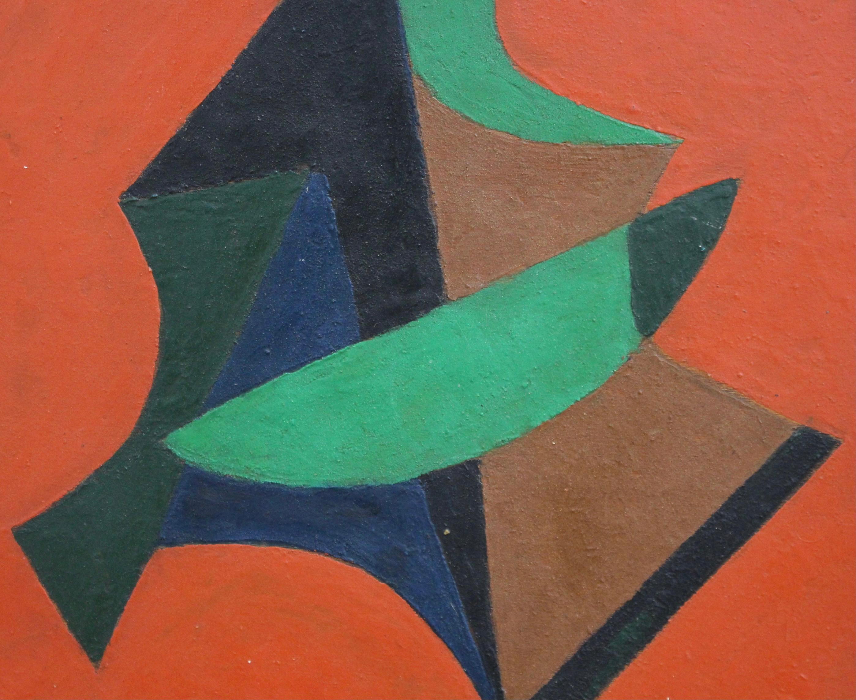 Composition géométrique sur fond orange 8