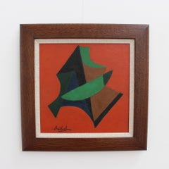 Composizione geometrica su sfondo arancione