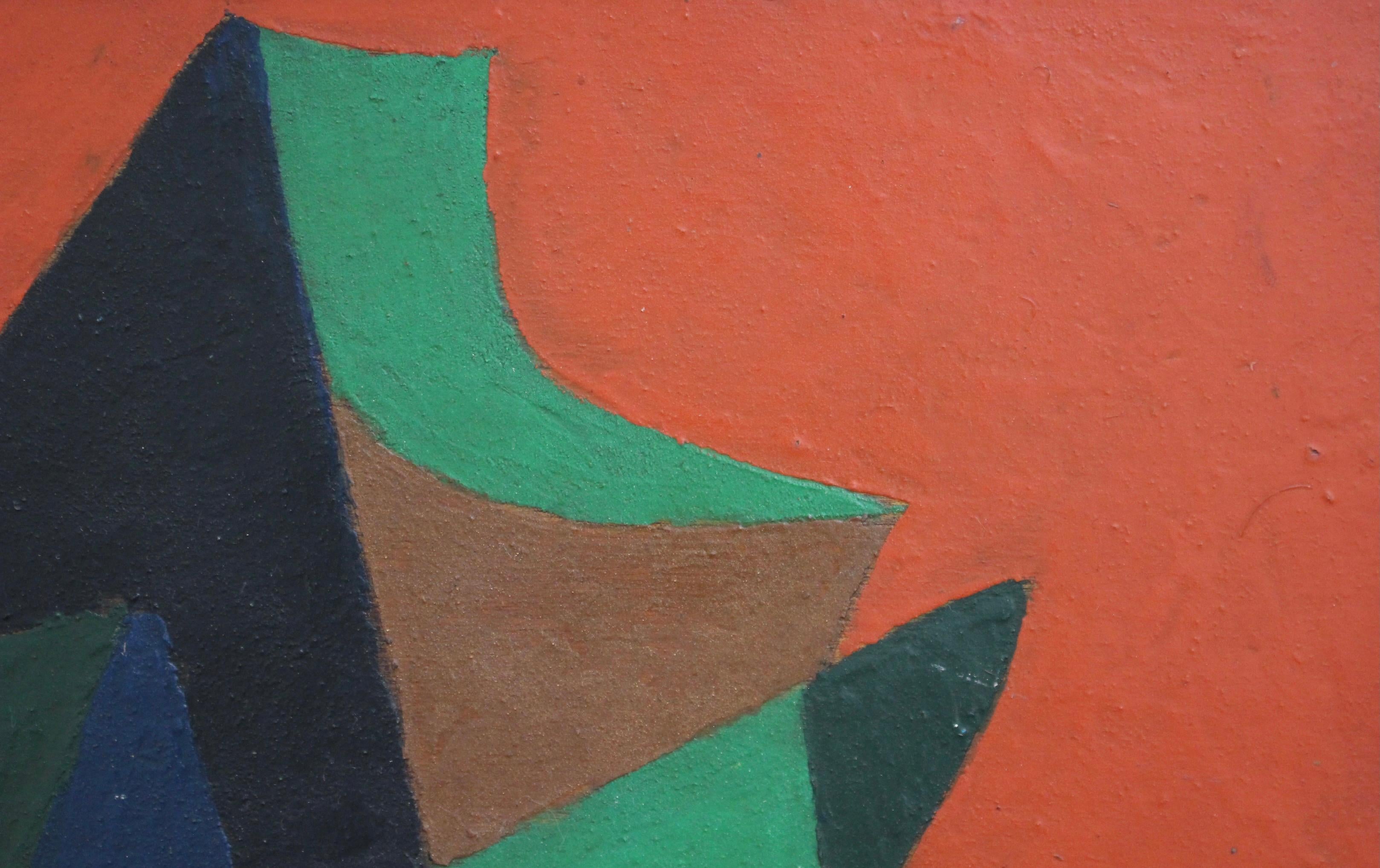Composition géométrique sur fond orange 1