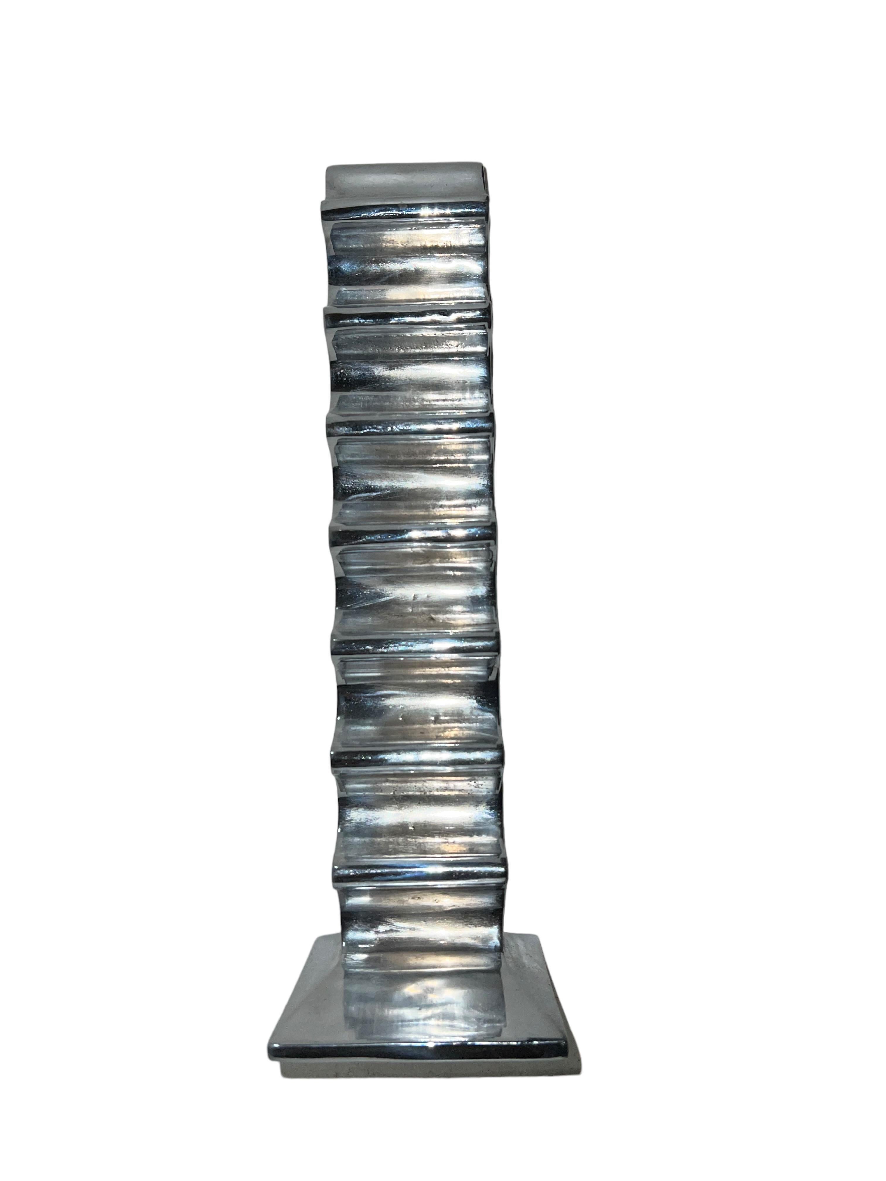 Latin American Abstract Geometric Chrome Bronze Architectural Sculpture E. Tafur For Sale 10