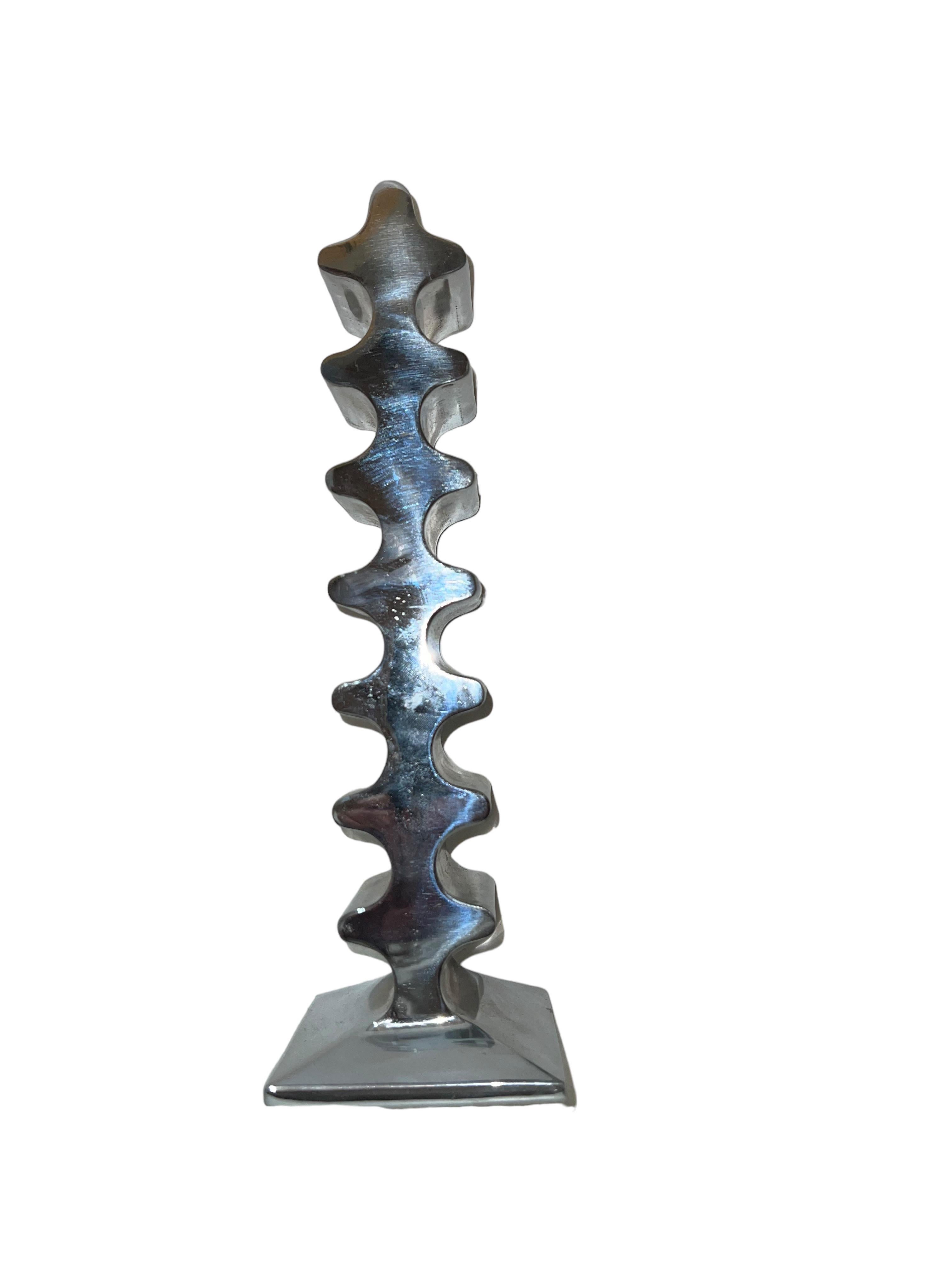 Latin American Abstract Geometric Chrome Bronze Architectural Sculpture E. Tafur For Sale 3