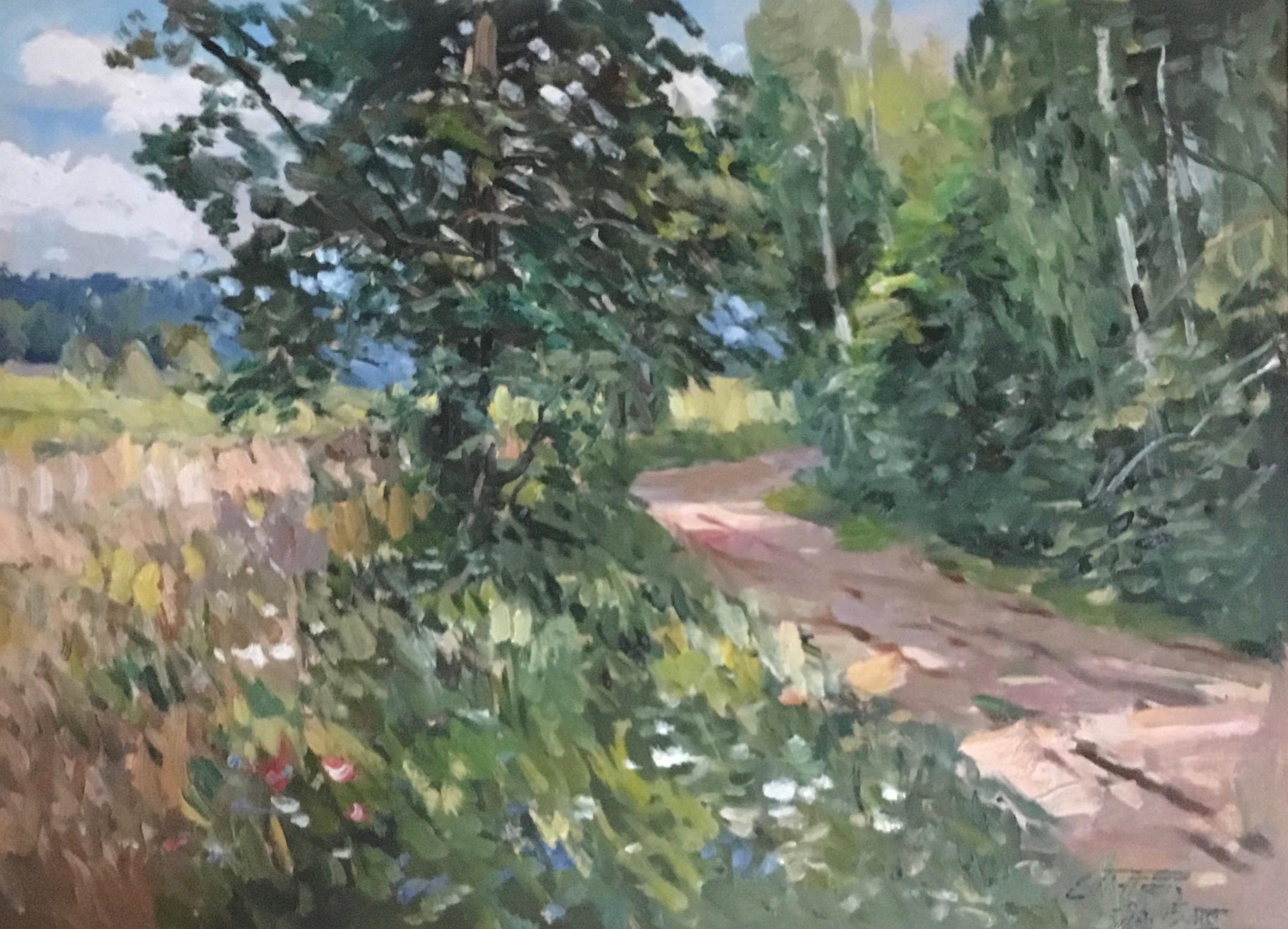 THE SMALL ROAD TO THE VILLAGE.EDAGAR VINTERS 1919 - Painting by Edgar Vinters