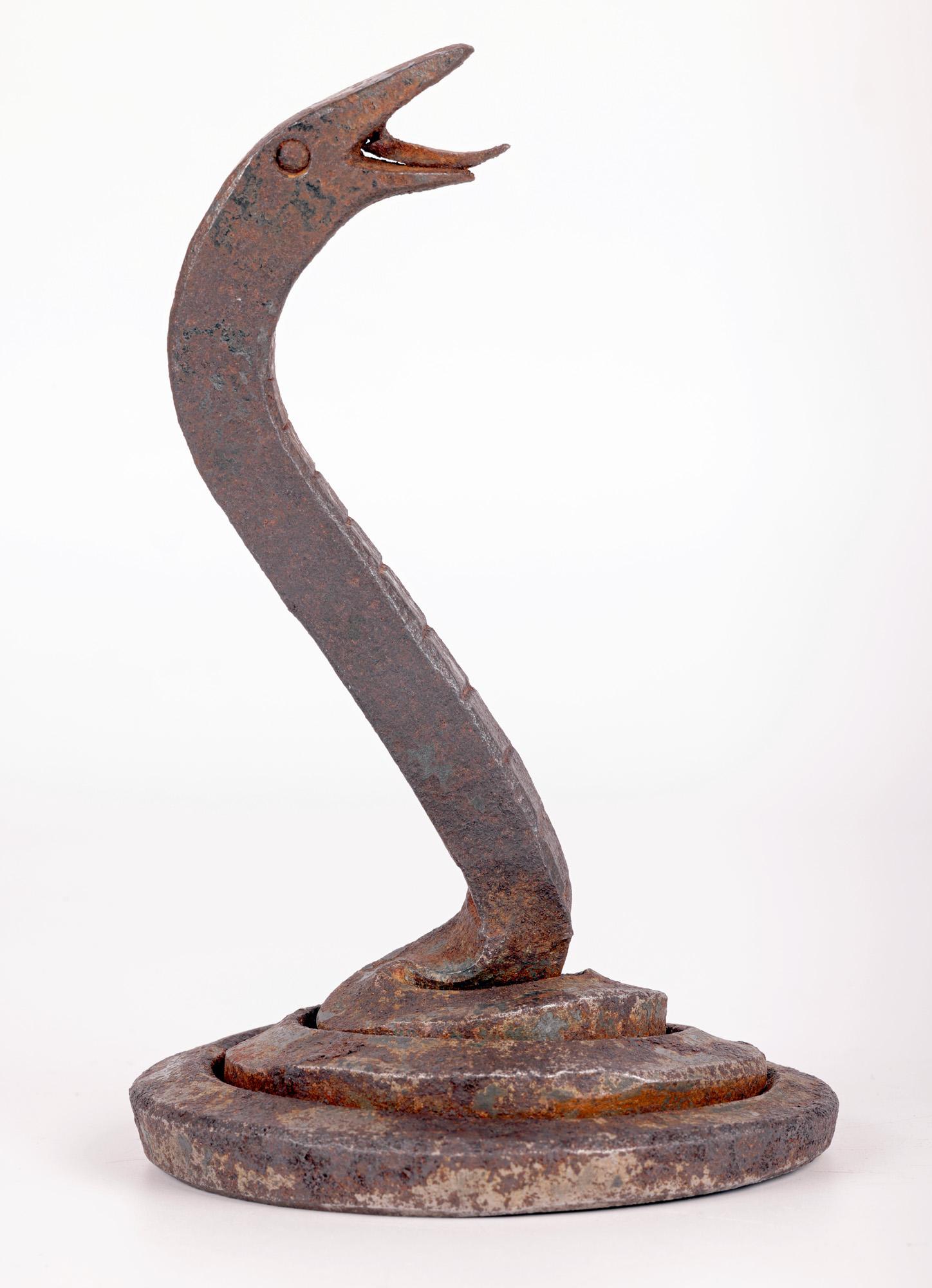 Edgar William Brandt Art Deco Wrought Iron Snake Desk Weight For Sale 3