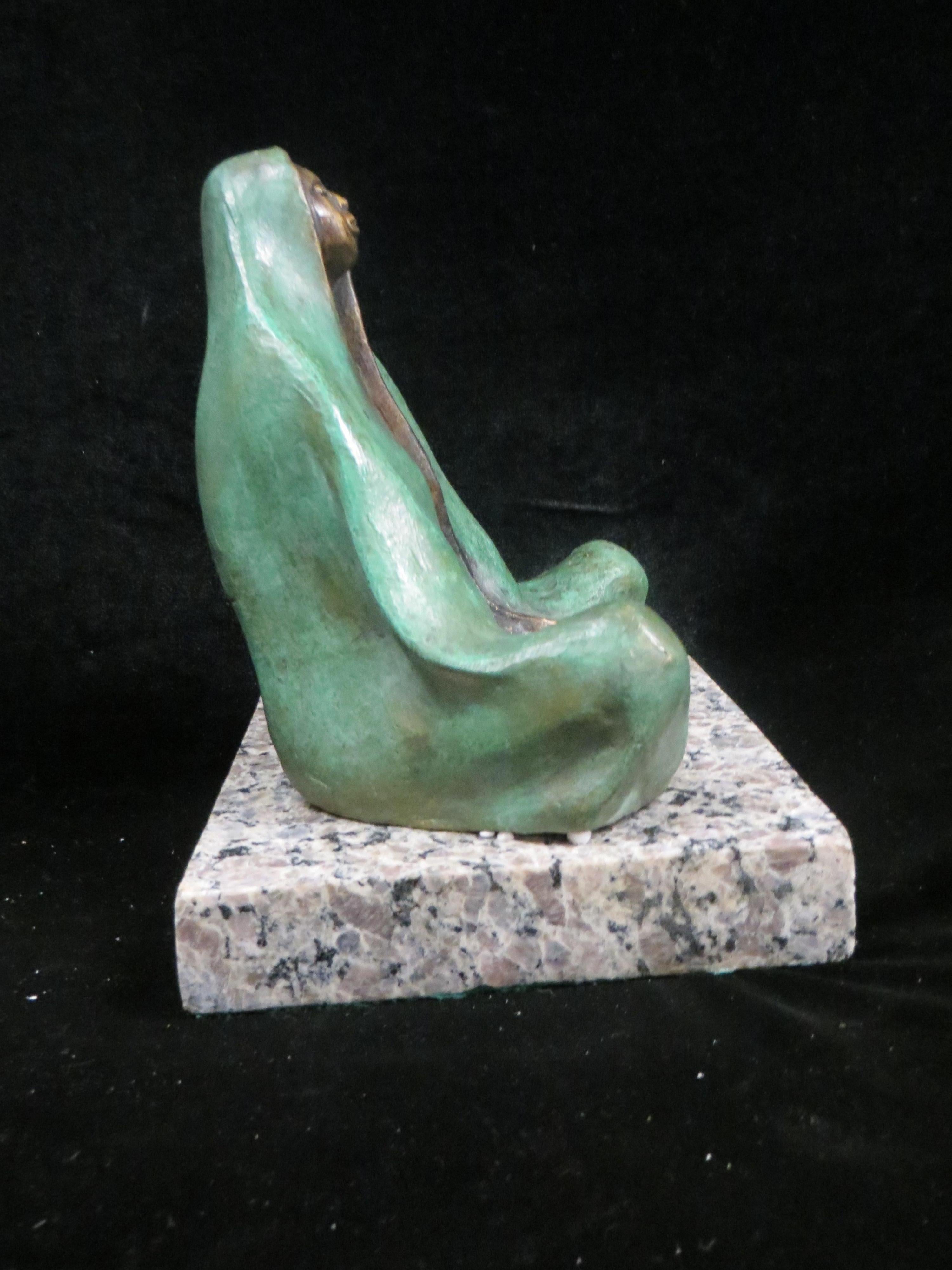   Mother Sitting by Edgar Zuniga  - Gold Figurative Sculpture by Edgar zuniga