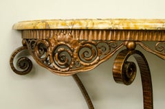 Edgard Brandt  Arte deco Console Table 'Simplicite' iron and marble