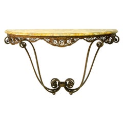 Edgard Brandt  Arte deco Console Table 'Simplicite' iron and marble