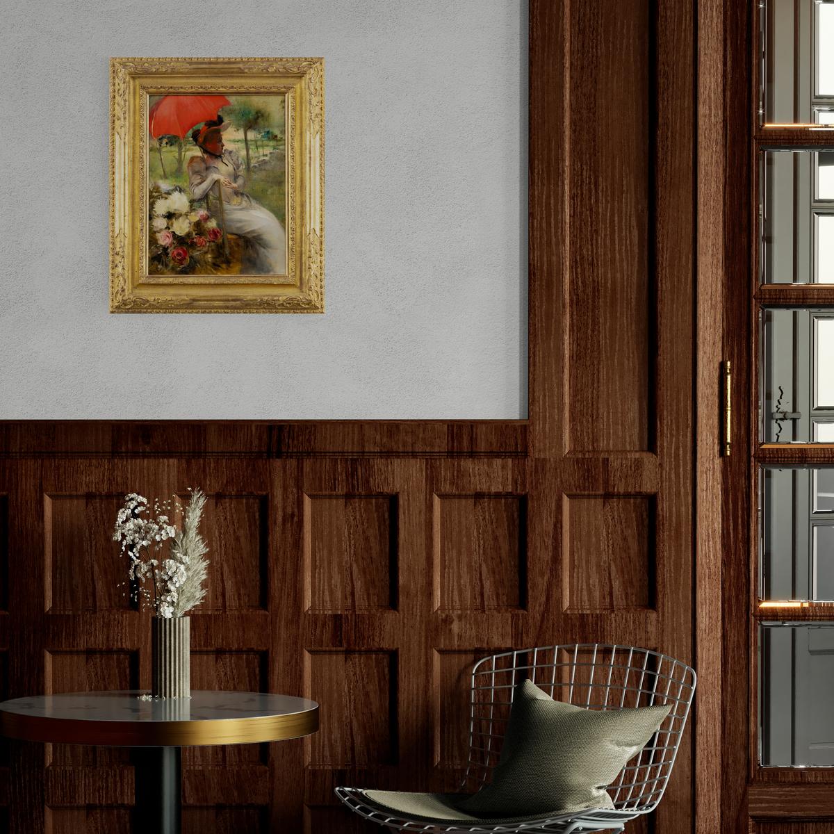 The Red Parasol, Öl auf Leinwand von Edgard de St-Pierre De Montzaigle im Angebot 2