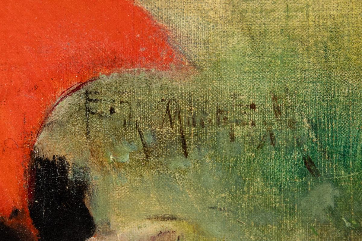 The Red Parasol, Öl auf Leinwand von Edgard de St-Pierre De Montzaigle im Angebot 6