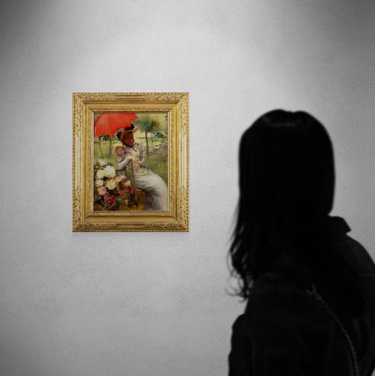 The Red Parasol, Öl auf Leinwand von Edgard de St-Pierre De Montzaigle im Angebot 8