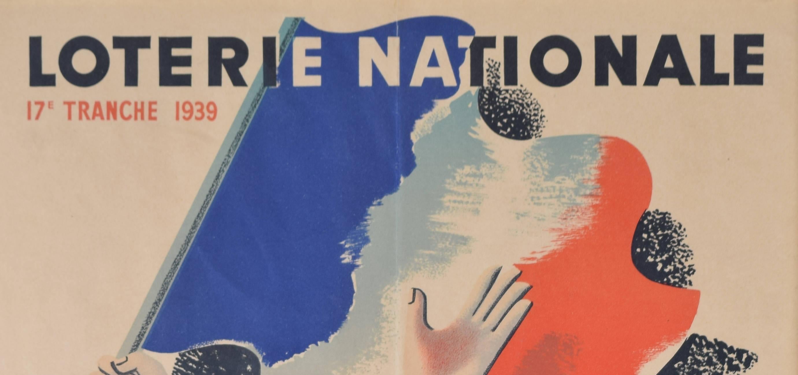 Loterie Nationale La Marseillaise original vintage poster by Edgard Derouet For Sale 1