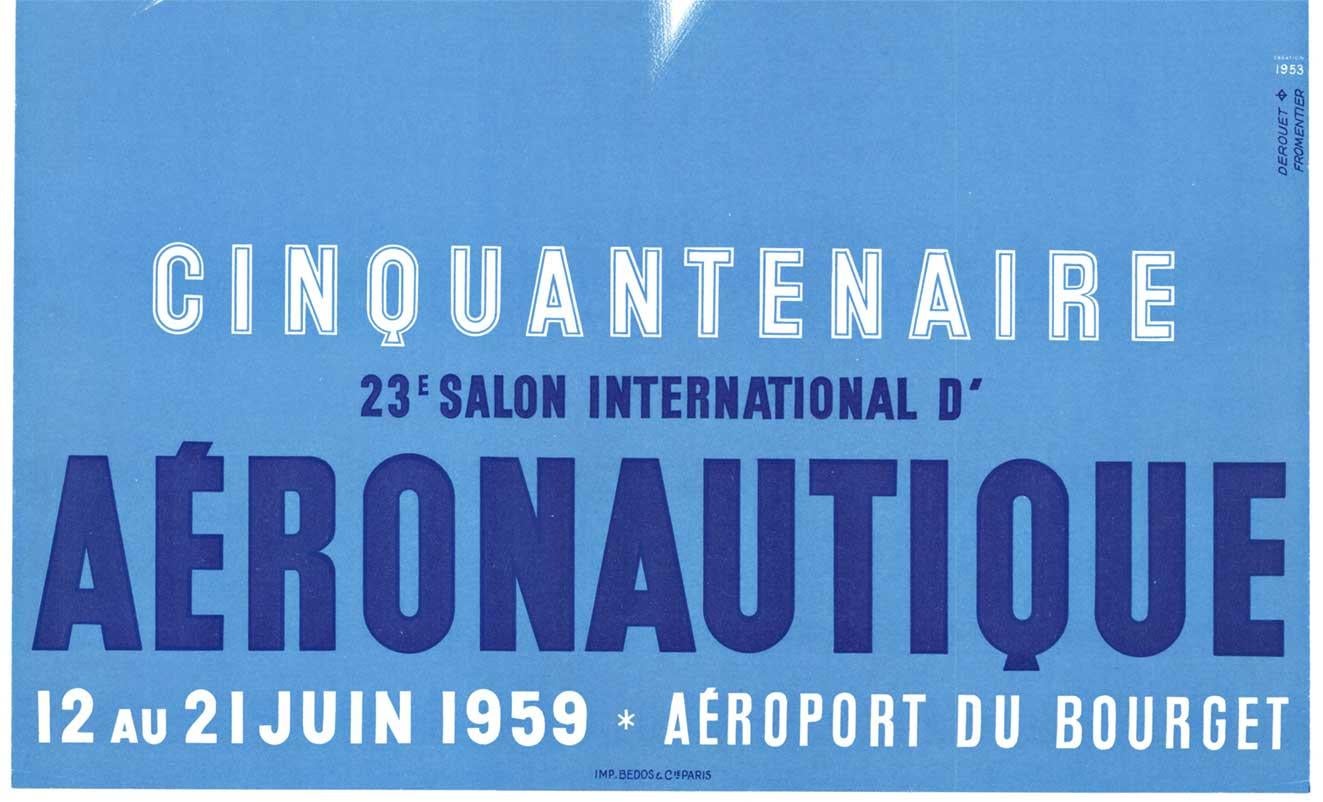 Original Cinquantenaire Aeronautique  Bourget,  Affiche vintage d'un air show - Géométrique abstrait Print par Edgard Derouet