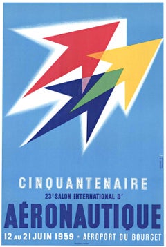Original Cinquantenaire Aeronautique, Original  Bourget,  Vintage Air Show Poster