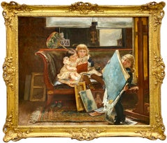 Los pequeños artistas traviesos" de Edgard Farasyn (1858 - Amberes - 1938)
