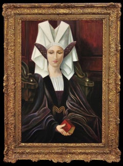 Framed Bretagne Breton Symbolist Oil Painting Circa 1910 Liturgical Costume