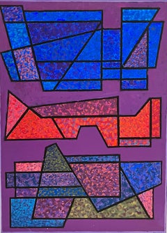 French Post War Geometric Abstract Oil Painting Kinetic Op Art Edgard Pillet