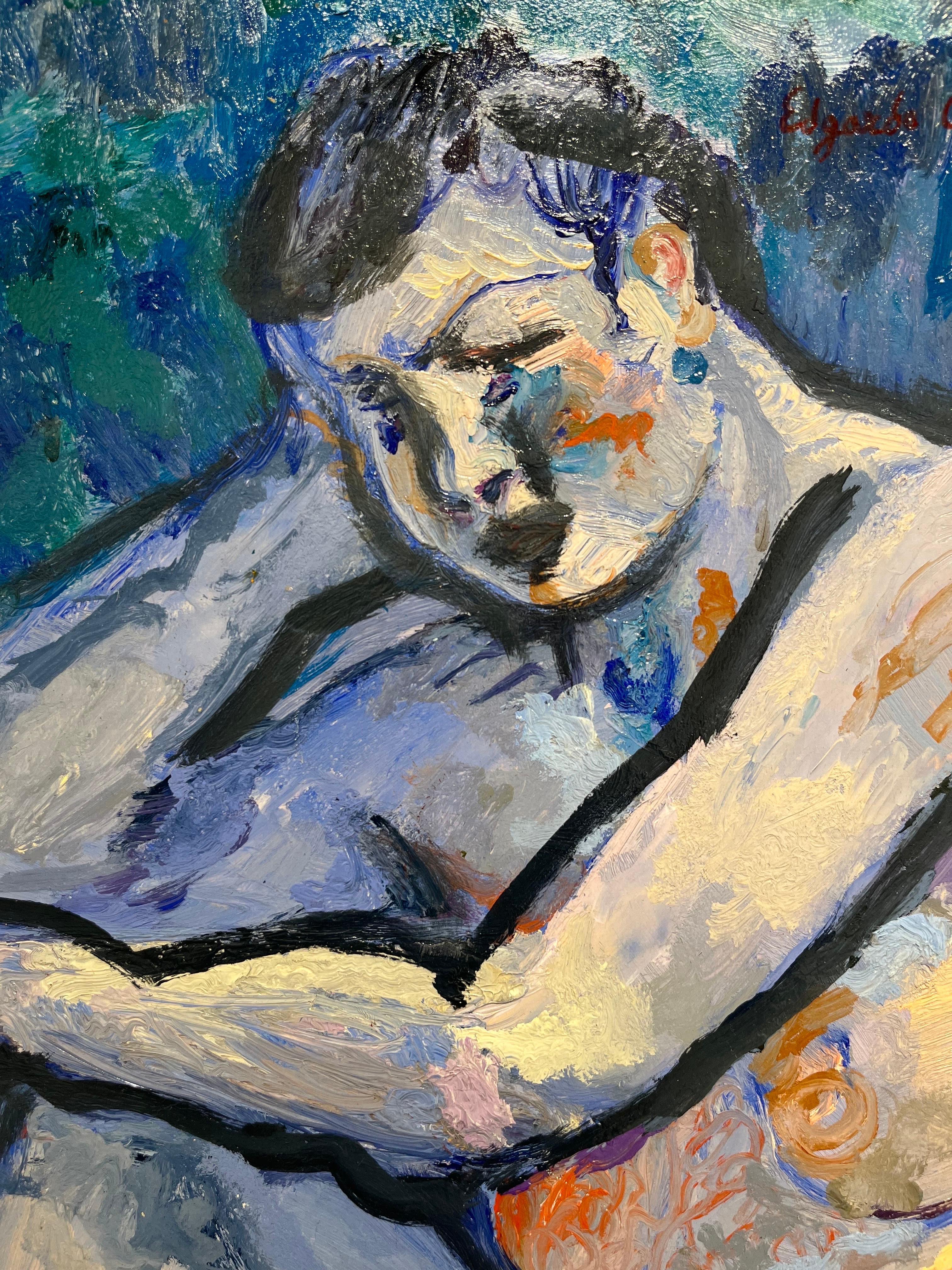 Peinture à l'huile « Nu bleu », 50 x 60 cm, 1953 2