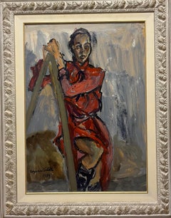 "Donna con vestito rosso" olio cm. 50 x 70  1979