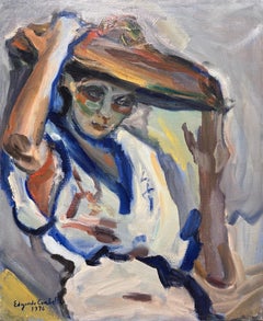 "Giuliana con cappello" Olio su tela cm. 50 x 60 1976