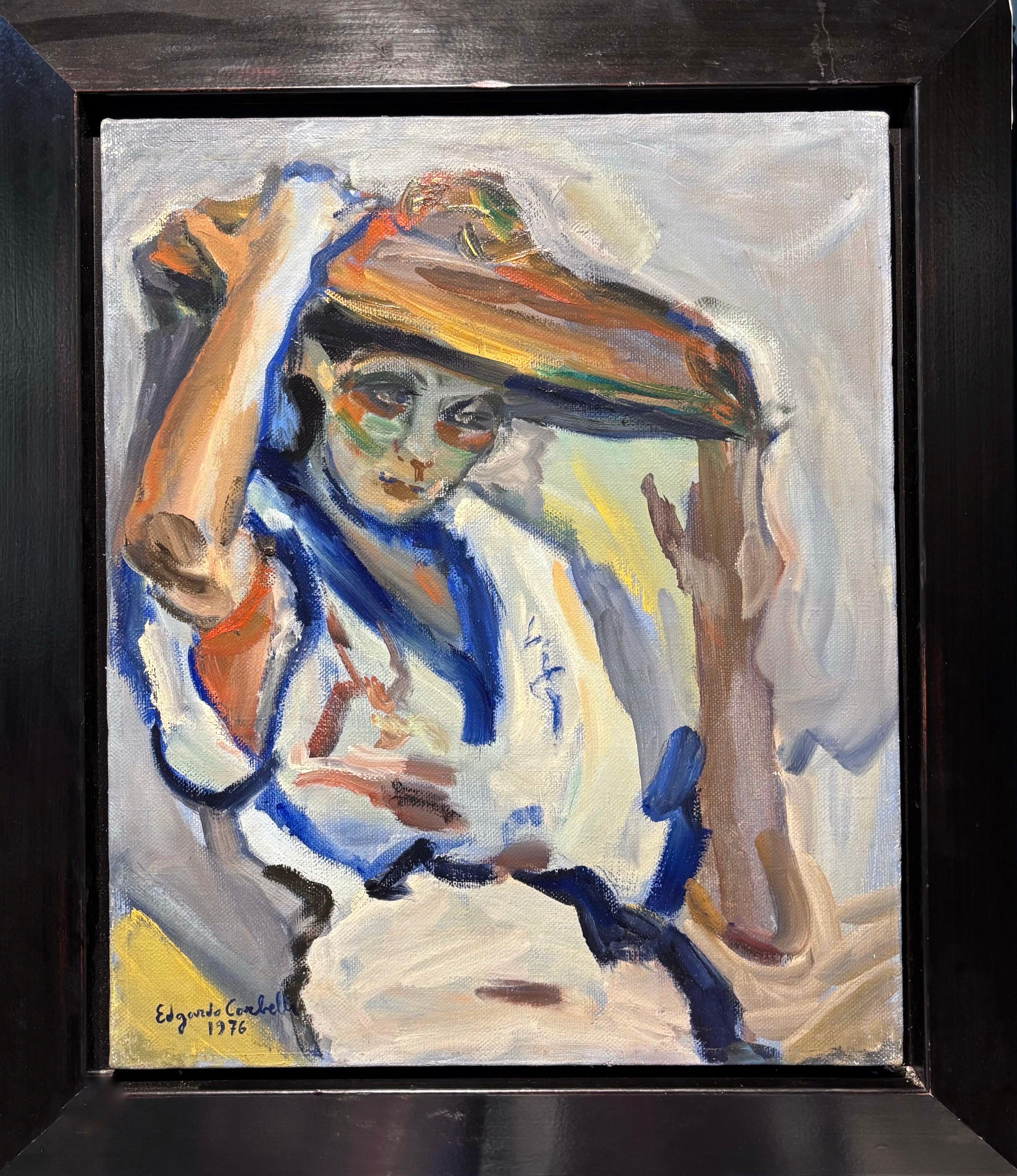 "Giuliana con cappello" Olio su tela cm. 50 x 60 1976