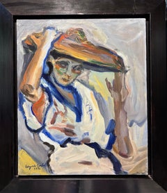 "Giuliana con cappello" Olio su tela cm. 50 x 60 1976