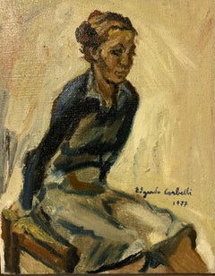 "Modelo sentada" mujer, Óleo cm.40 x 50 1977