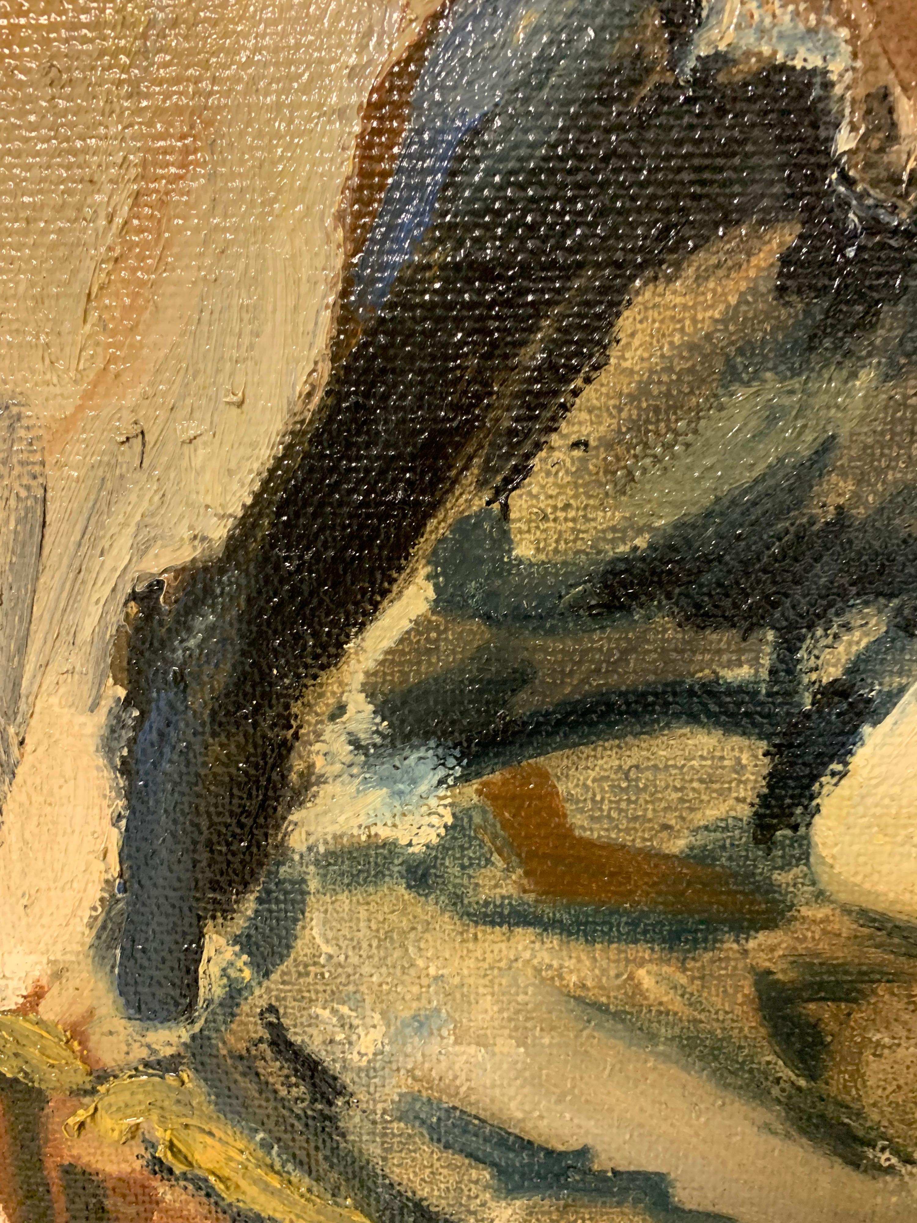 donna, Ritratto, Blu, Giallo, anni '70, pittore italiano
Edgardo Corbelli (Torino, 1918 - 1989)

Dalla composizione tradizionale degli anni '30, la pittura di Corbelli porta a risultati tecnici ed espressivi dominati da un segno impetuoso
