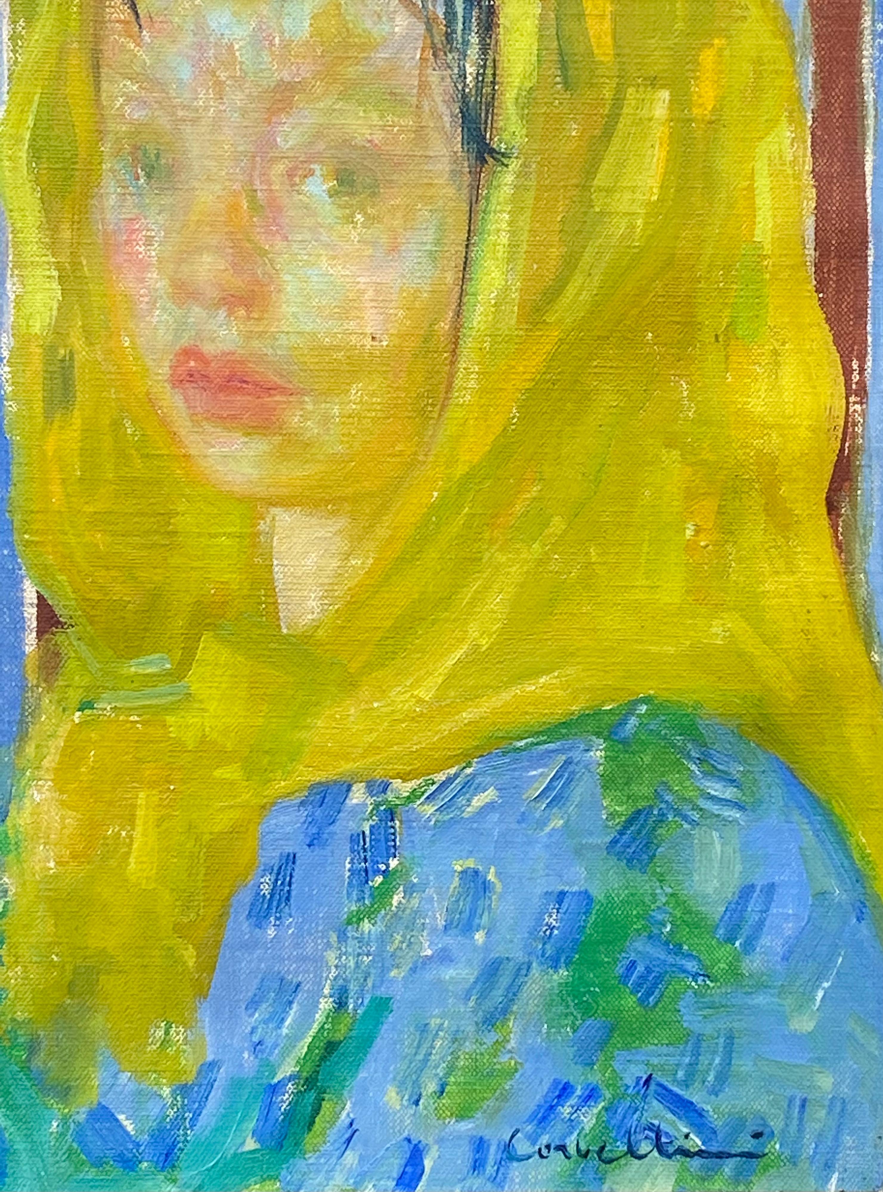 
Oil on canvas painting of a young girl with a yellow scarf by the well known Italian artist, Edgardo Corbelli.  Signed lower right. Titled on canvas verso, “The Proud Girl”.  Circa 1965.  Condition is excellent, no restorations.  Original period