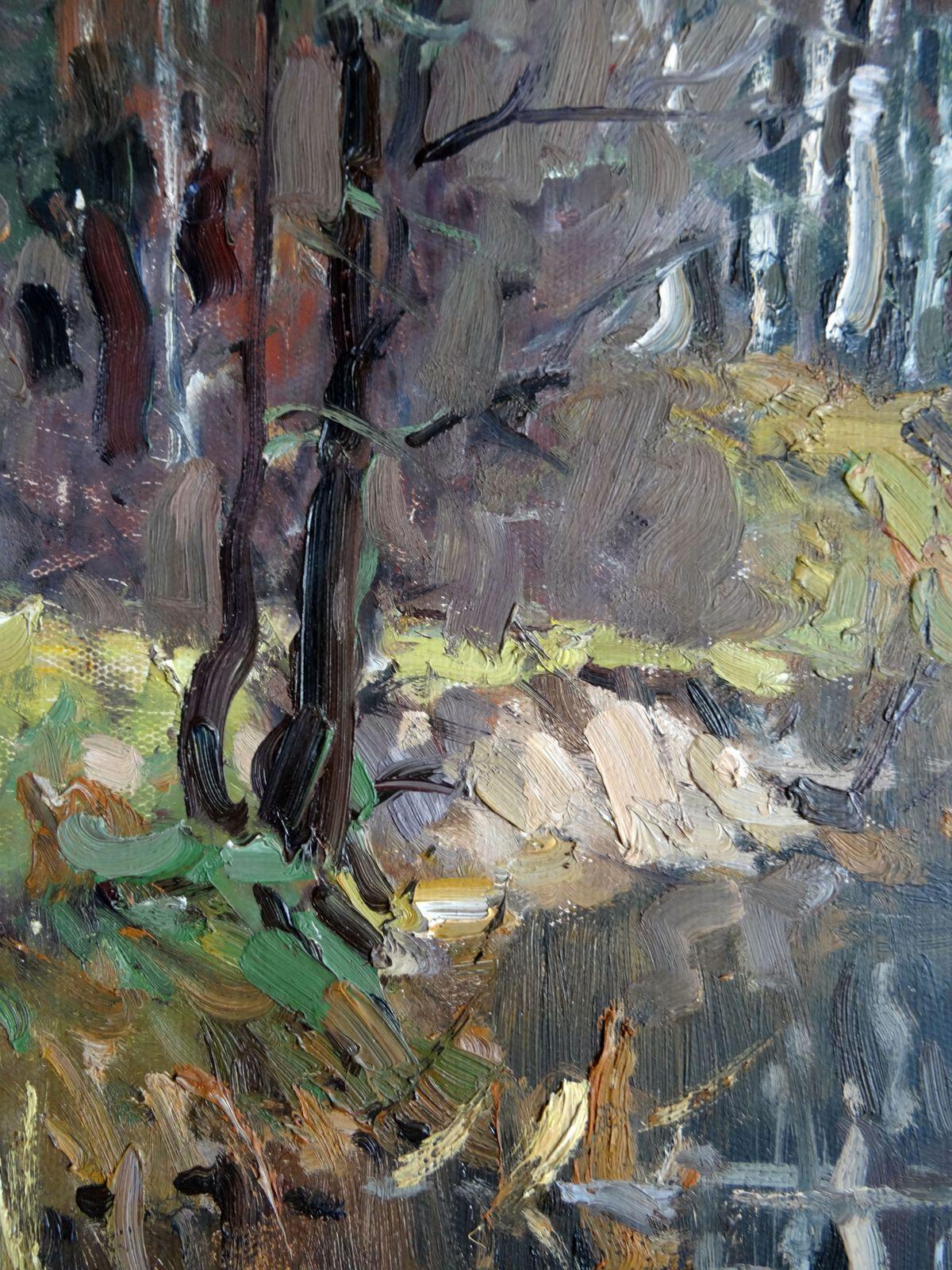 Autumn. 1967. Oil on cardboard, 68x57 cm - Painting by Edgars Vinters