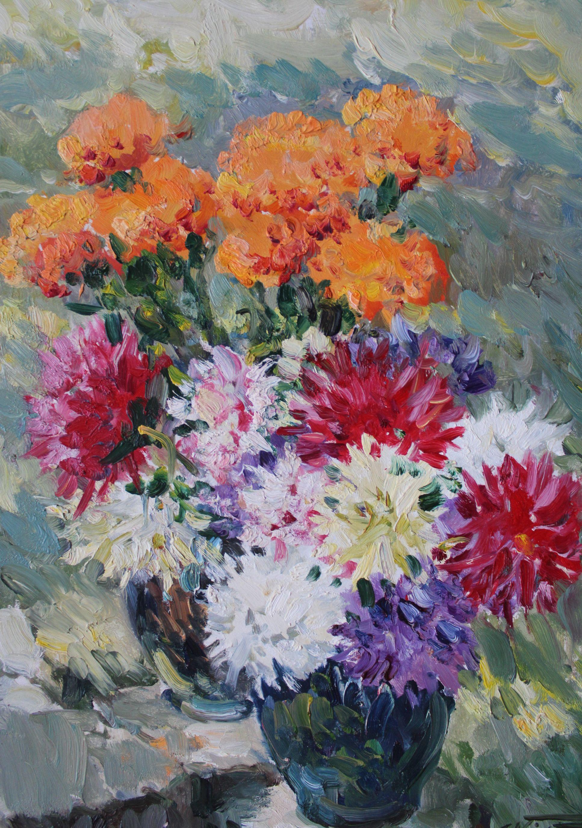 Flores de otoño. Cartón, óleo, 70x50 cm en venta 2