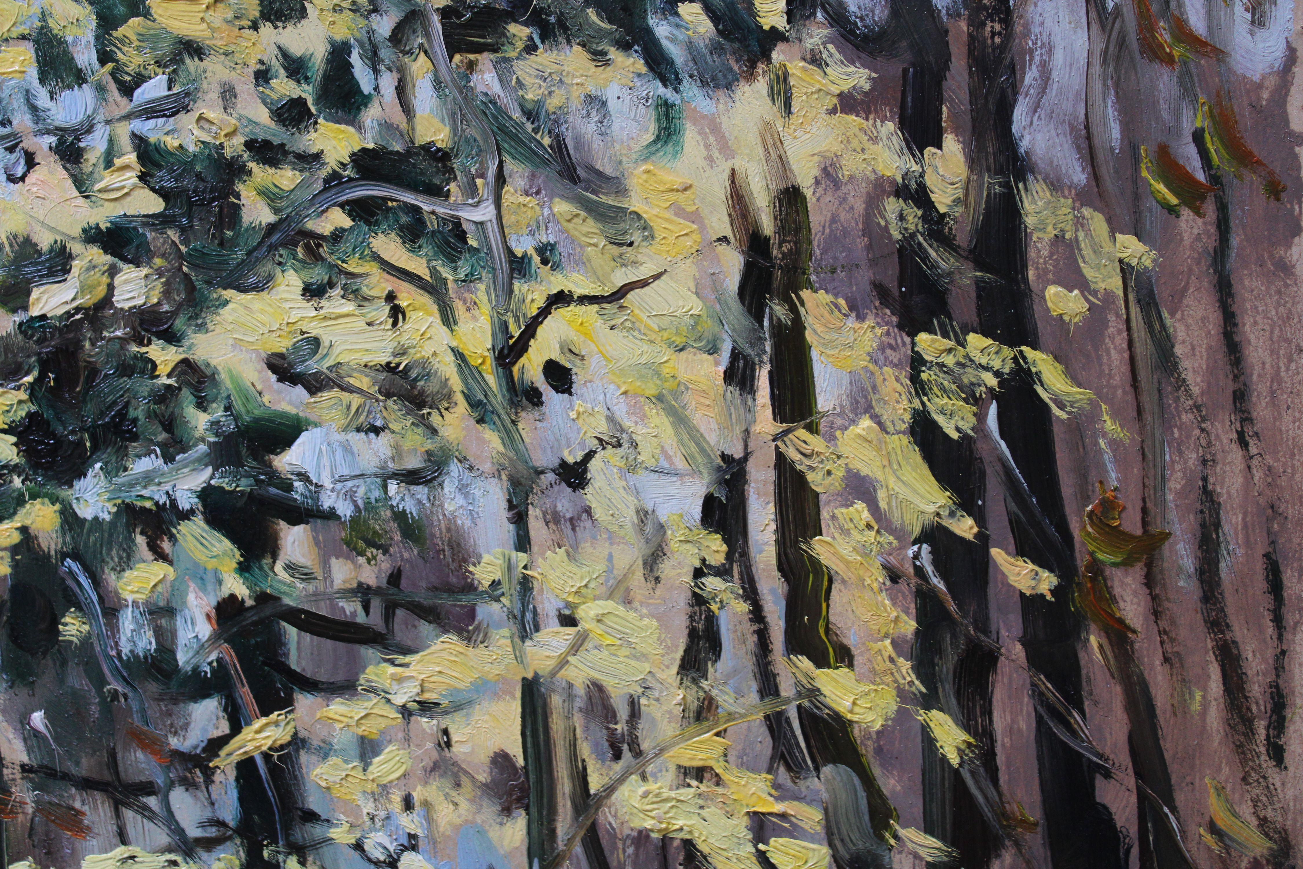 Autumn foliage. 1990. Cardboard, oil, 95x70 For Sale 1