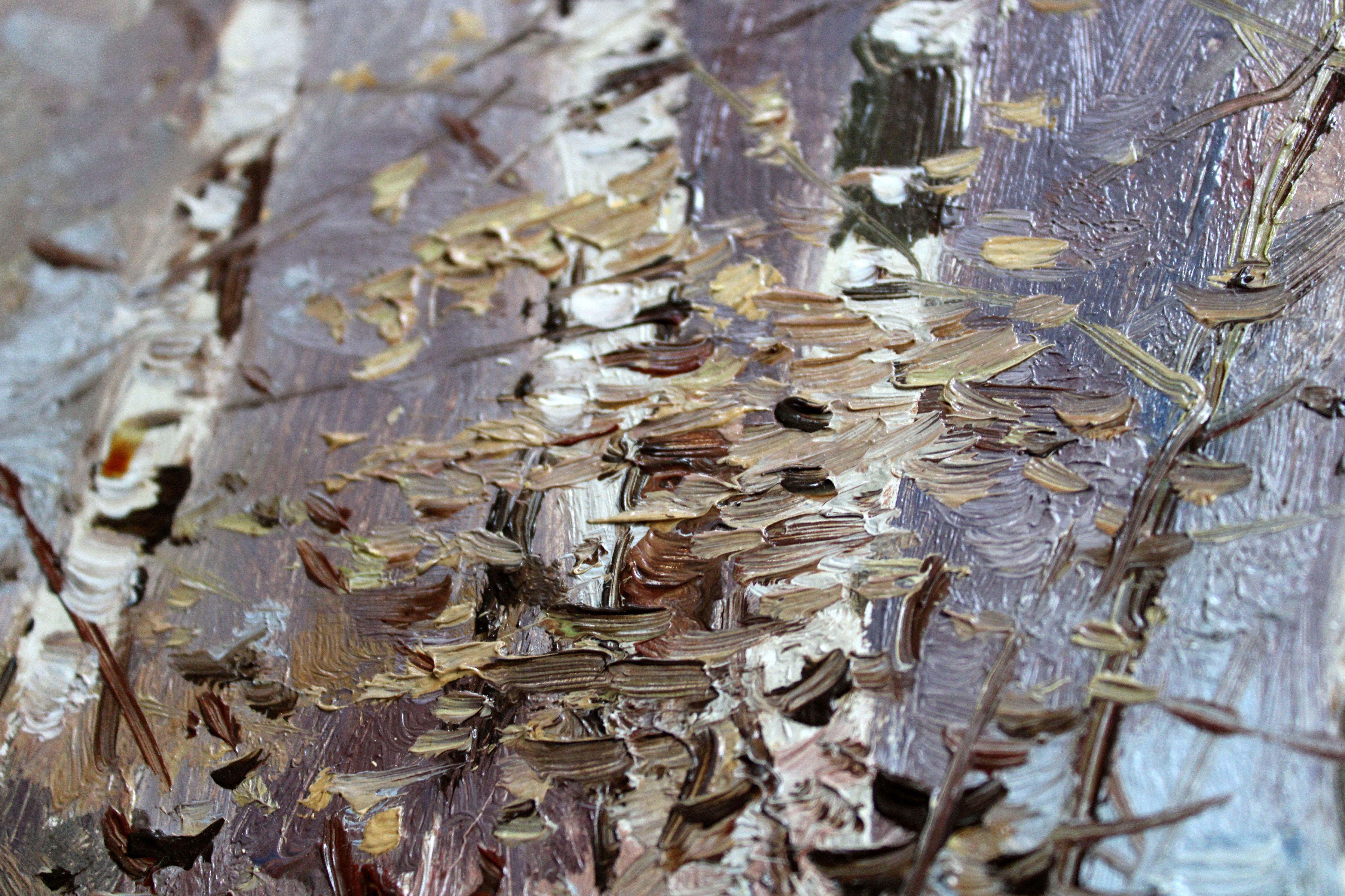 Birches. 1957, oil on cardboard, 45x60 cm For Sale 4