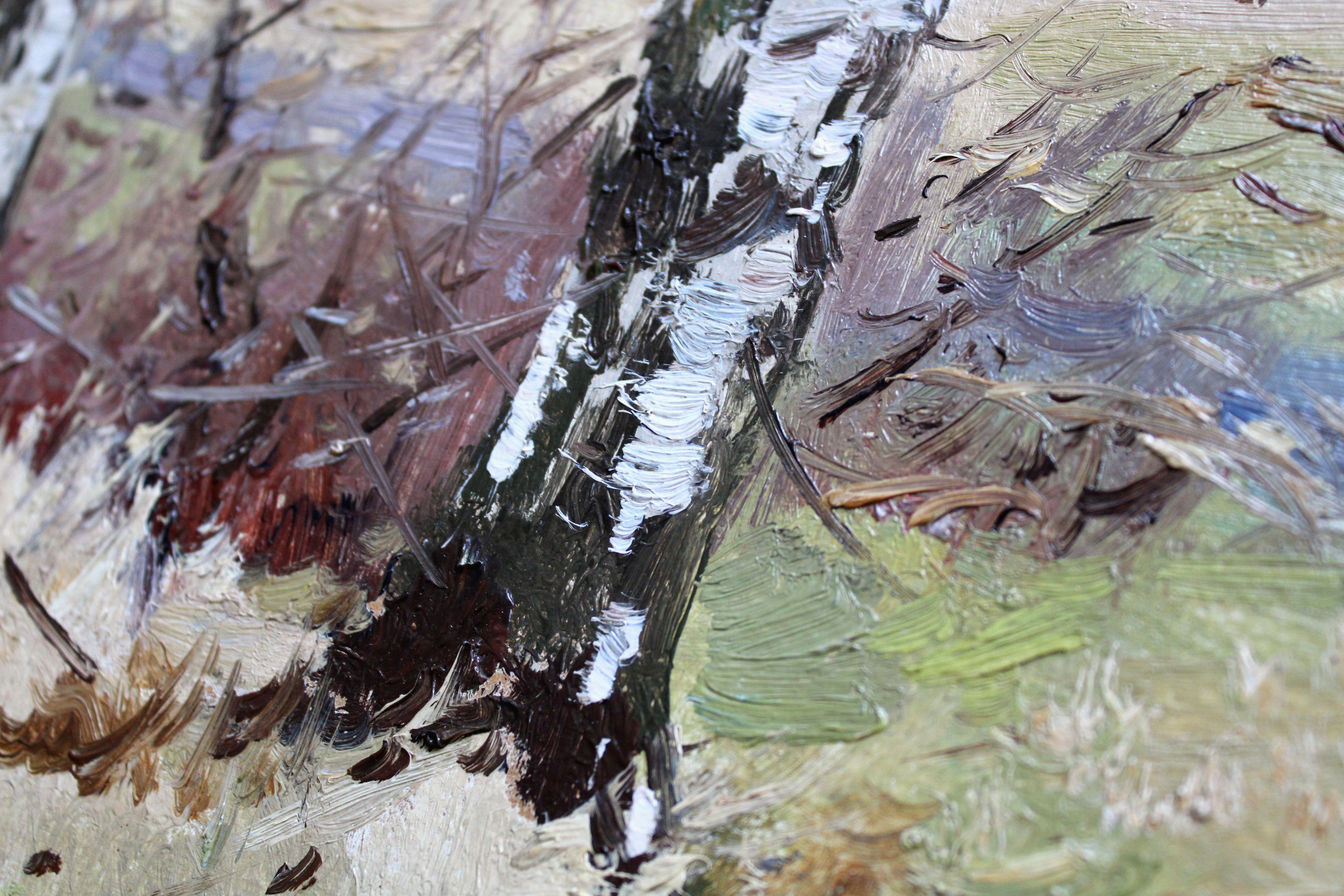 Birches. 1957, oil on cardboard, 45x60 cm For Sale 5