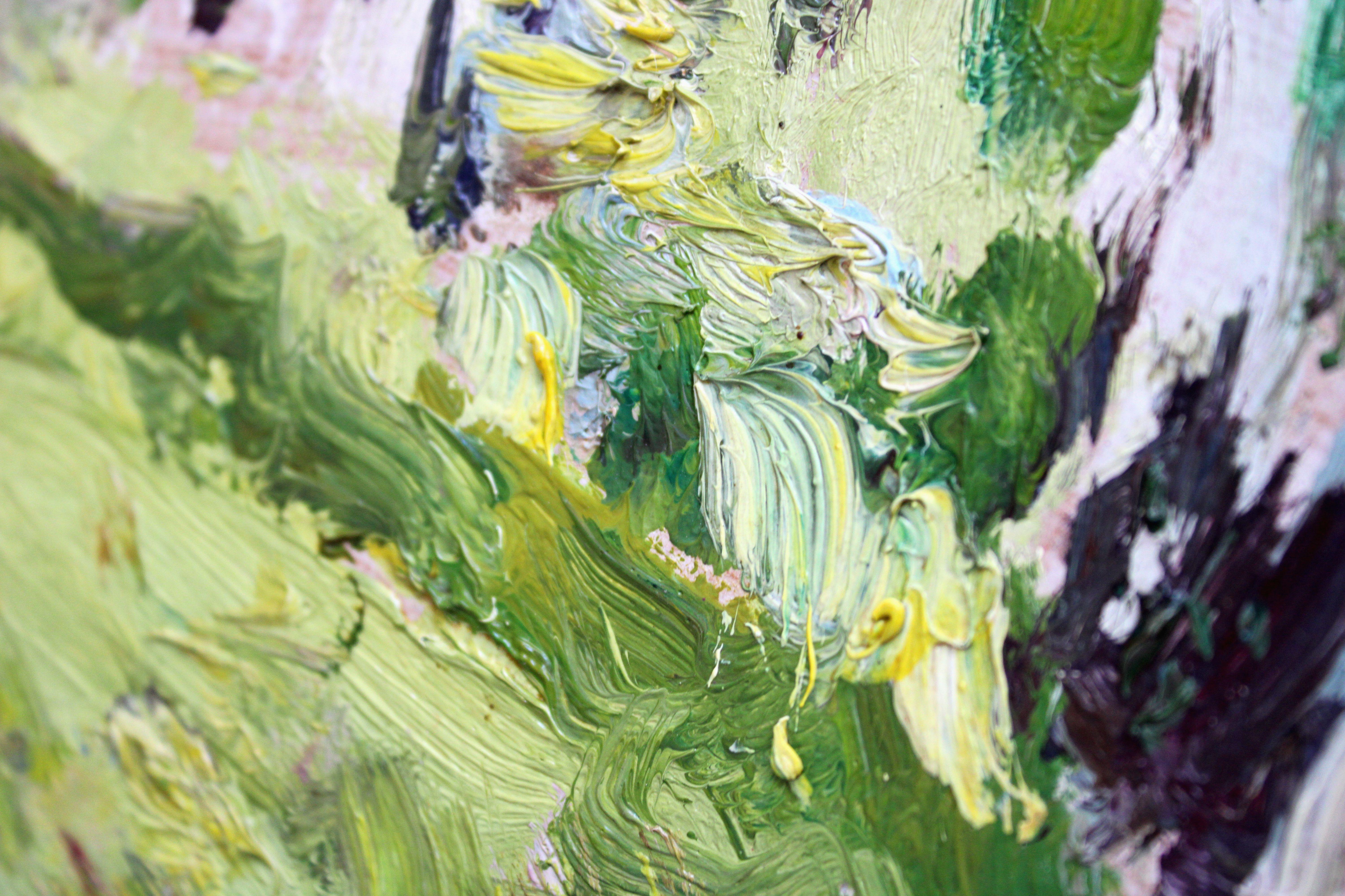 Betulle in primavera. 1987, olio su cartone, 24x32 cm in vendita 5