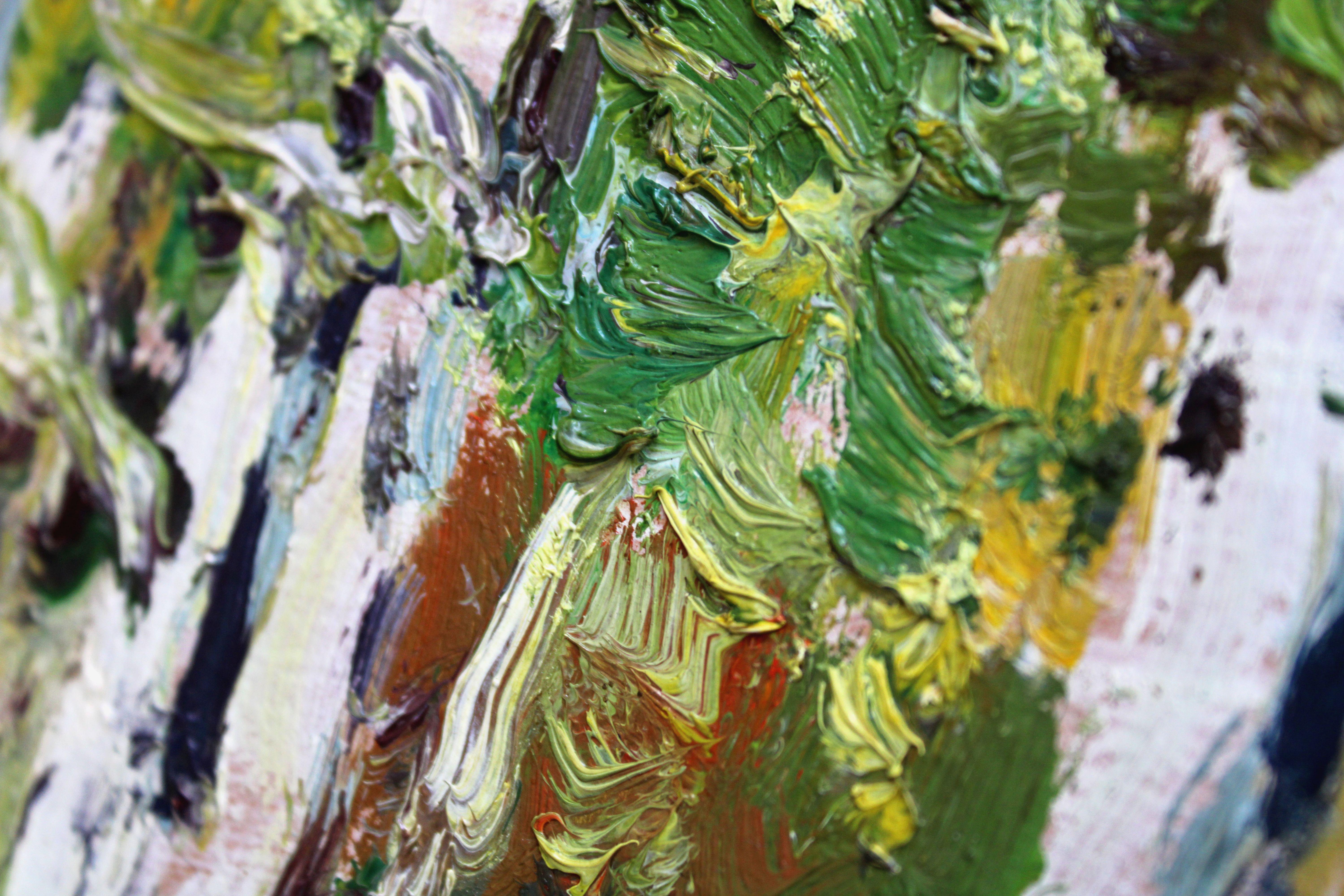 Betulle in primavera. 1987, olio su cartone, 24x32 cm in vendita 4