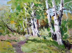 Abedules en primavera. 1987, óleo sobre cartón, 24x32 cm