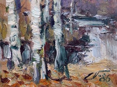 Birches in autumn. 1986, cardboard, oil, 23.5x31.5 cm